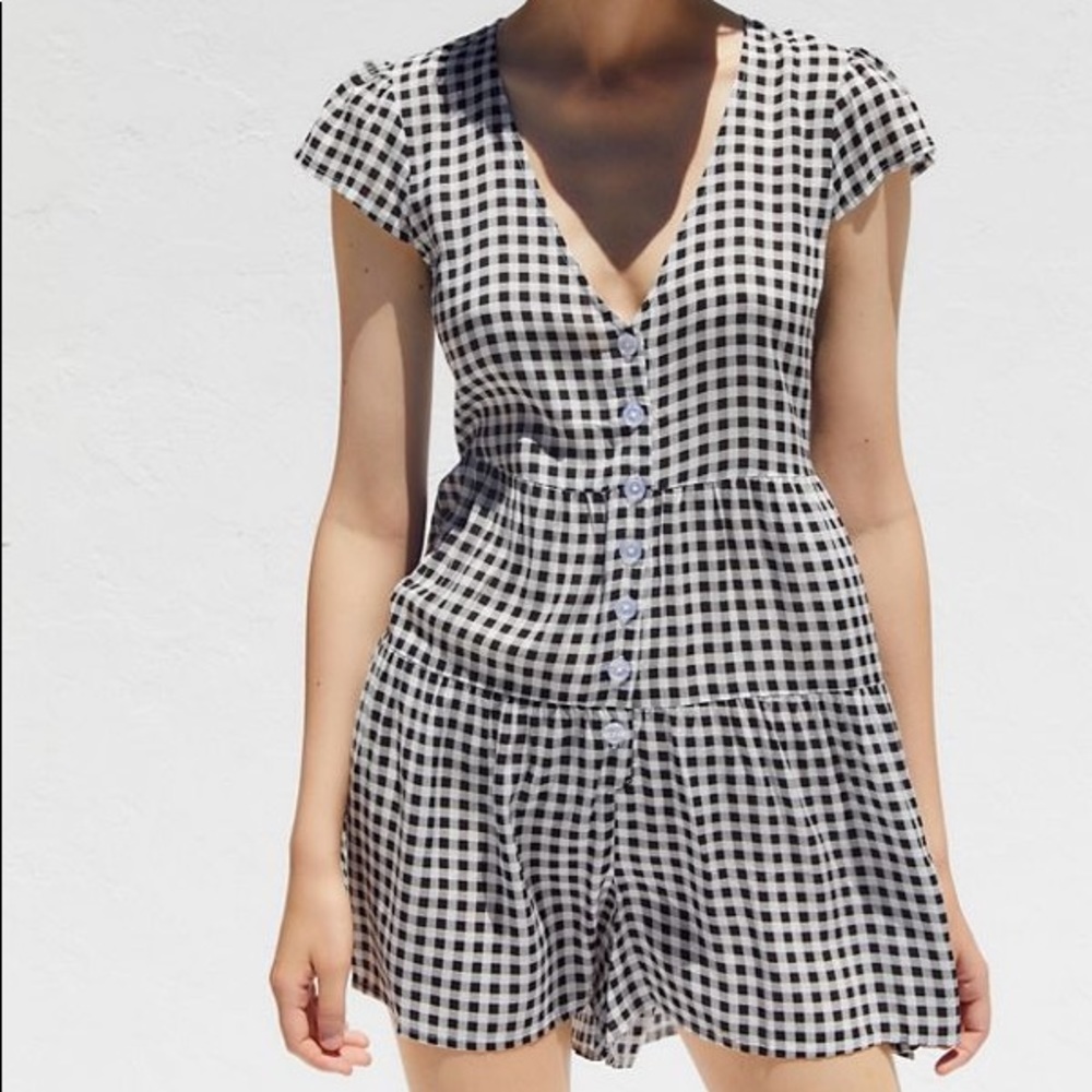 Urban Outfitters Rio Tiered Button-Front Romper